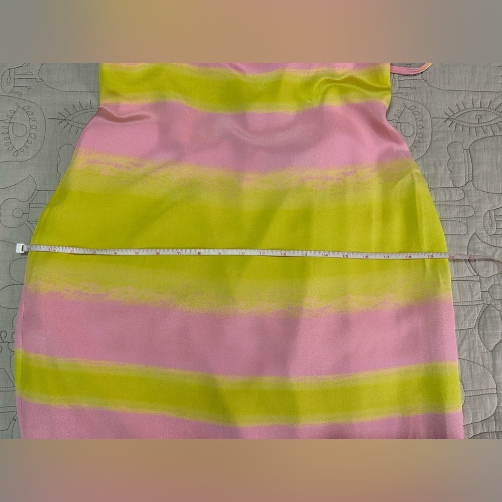 NEW Brandon Maxwell Striped Open-Back Silk Maxi Dress, NWT – Size 10 Yellow Pink - Picture 7 of 9